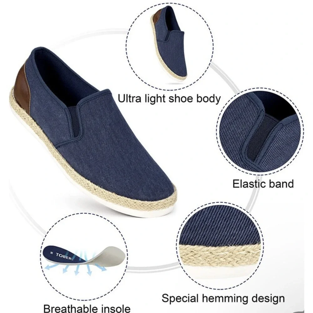TOBER Men's Casual Slip-on Loafers Boat Shoes Non-Slip Walking Shoes 8.5